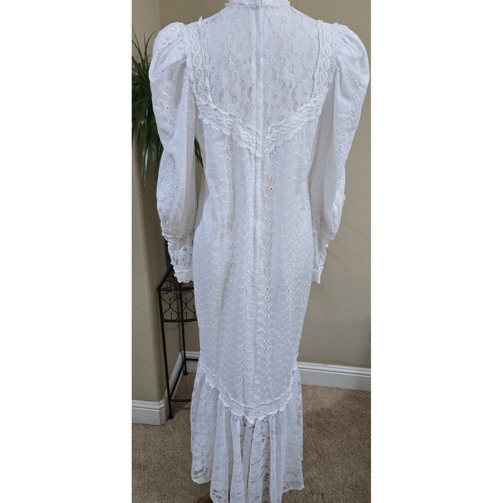 Princess Kaiulani Hawaiian Vintage Lace Dress Womens Medium White Victorian Boho - Picture 11 of 15